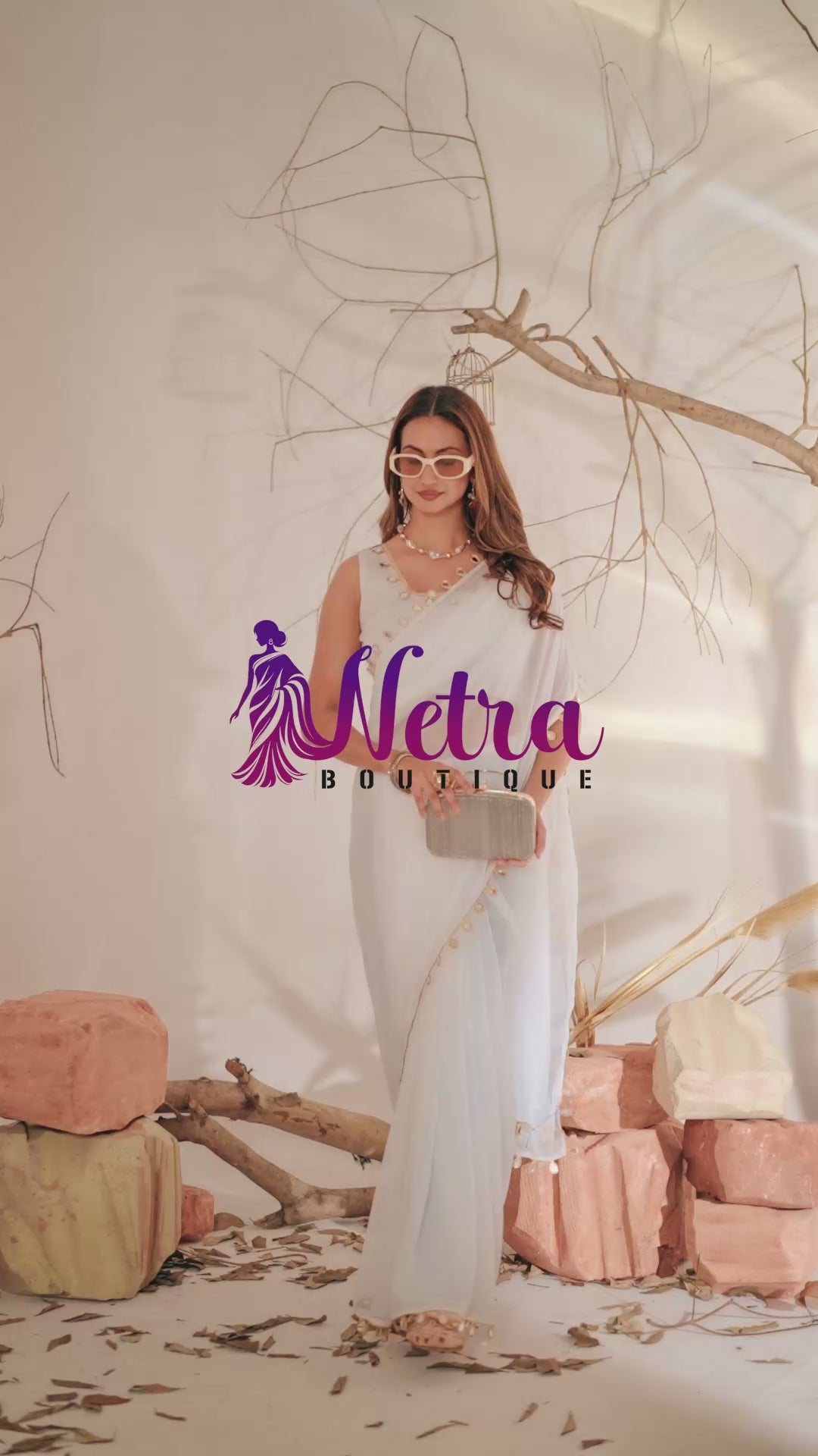 Georgette Saree with Teardrop Golden Border