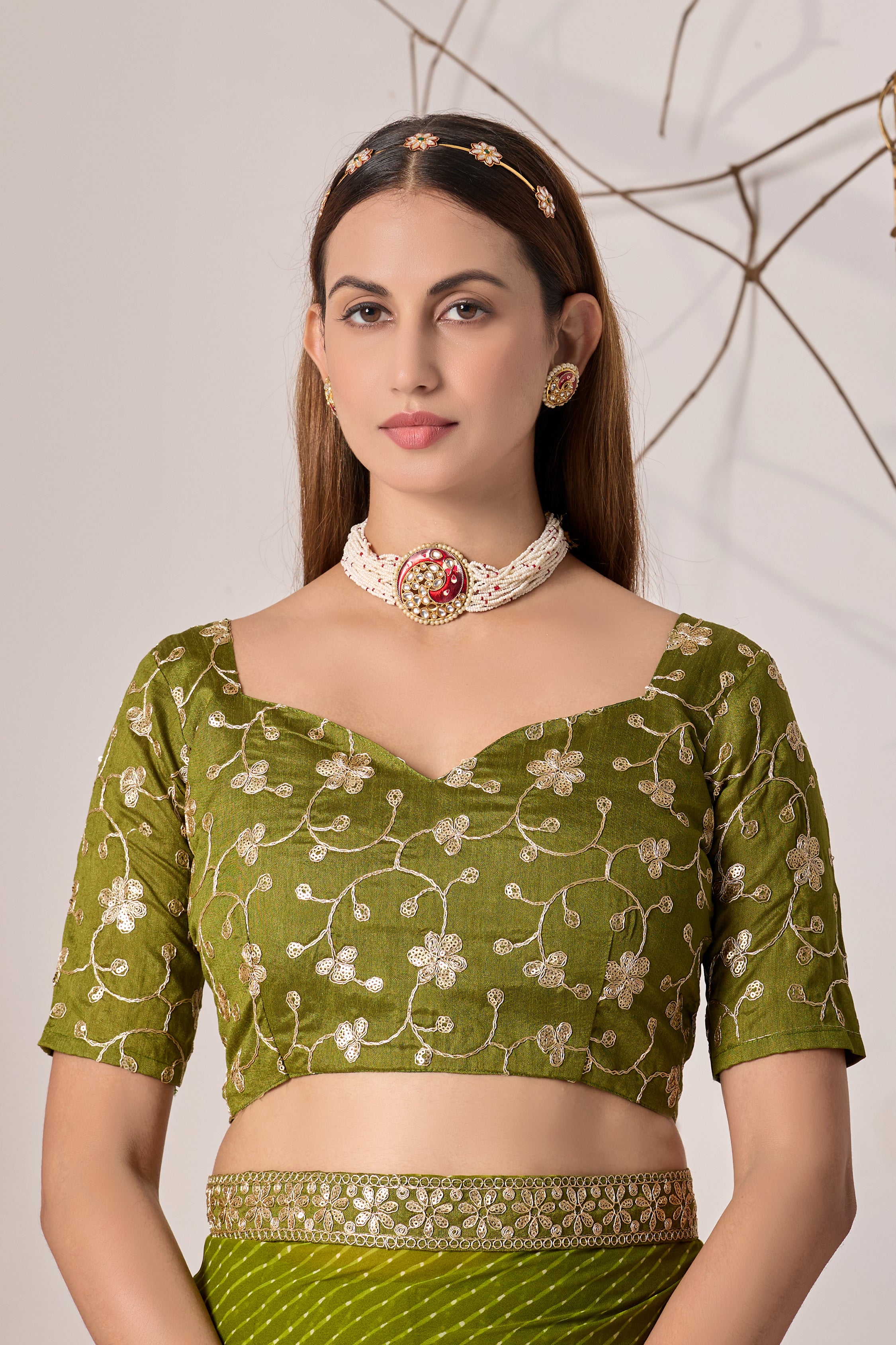 Royal Parrot Georgette Saree with Embroidered Border