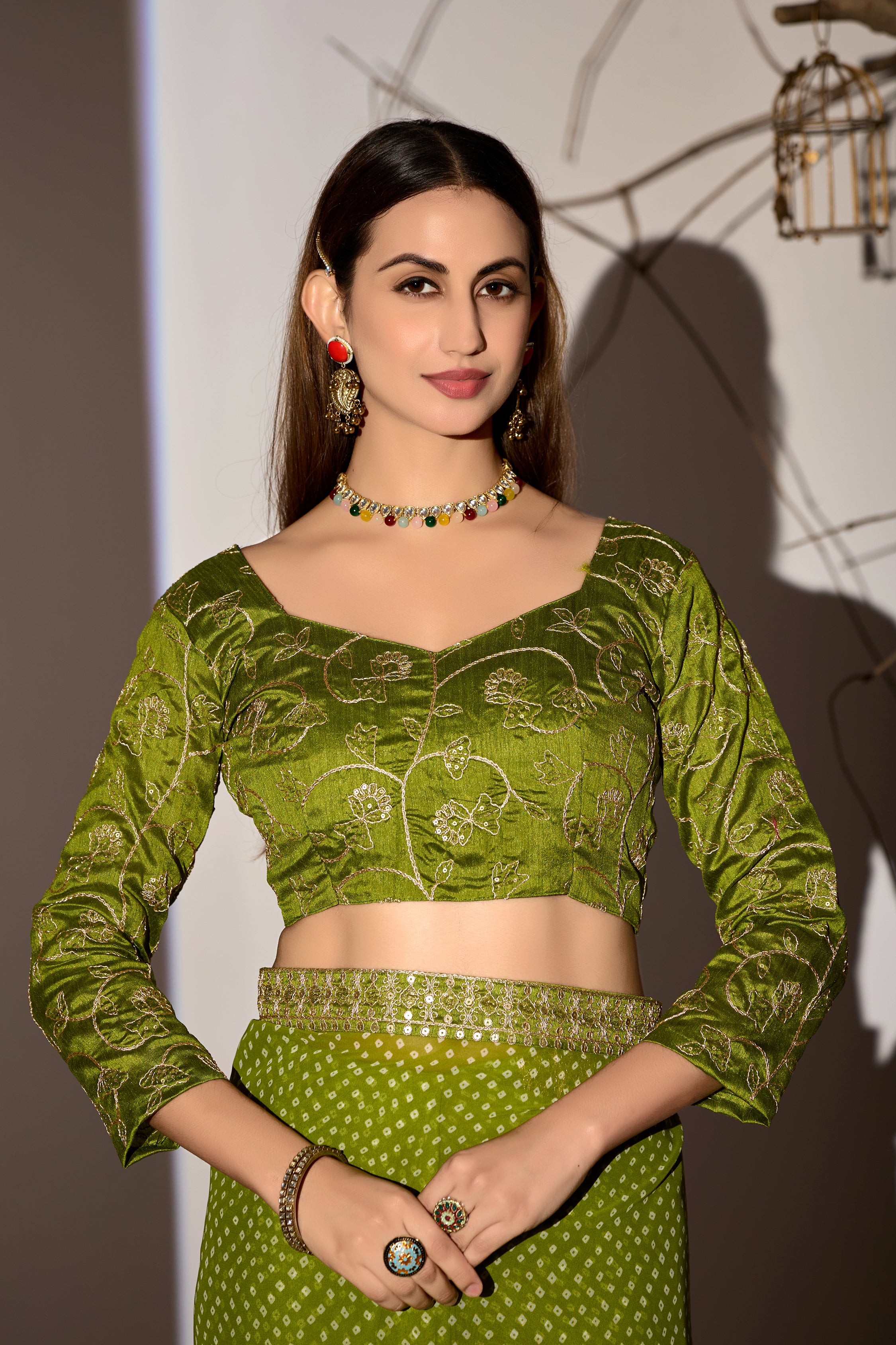 Midnight Elegance Georgette Saree with Golden Embellished Border