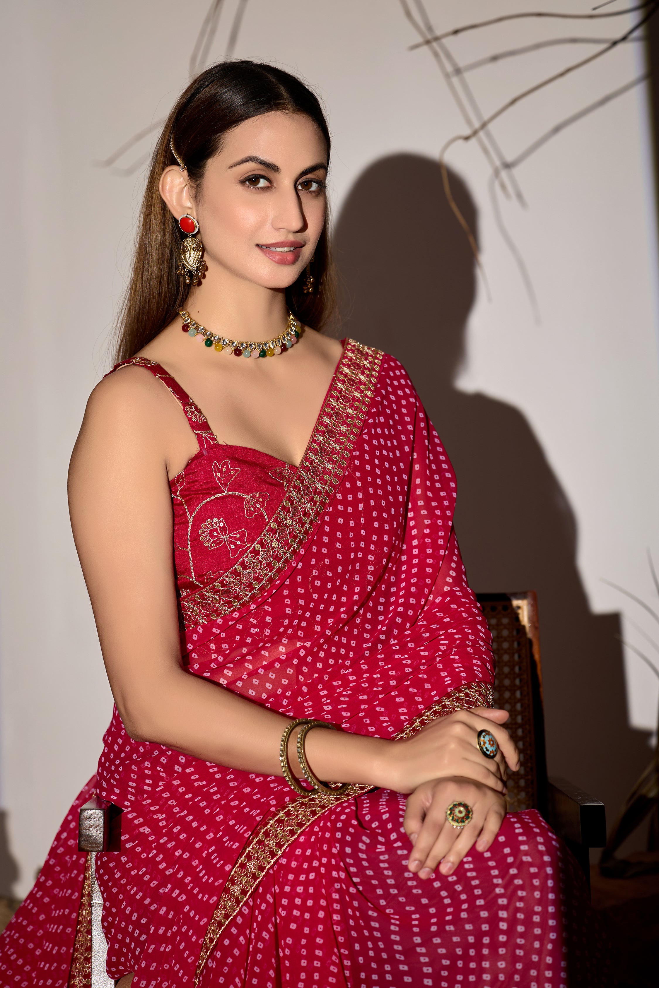 Midnight Elegance Georgette Saree with Golden Embellished Border