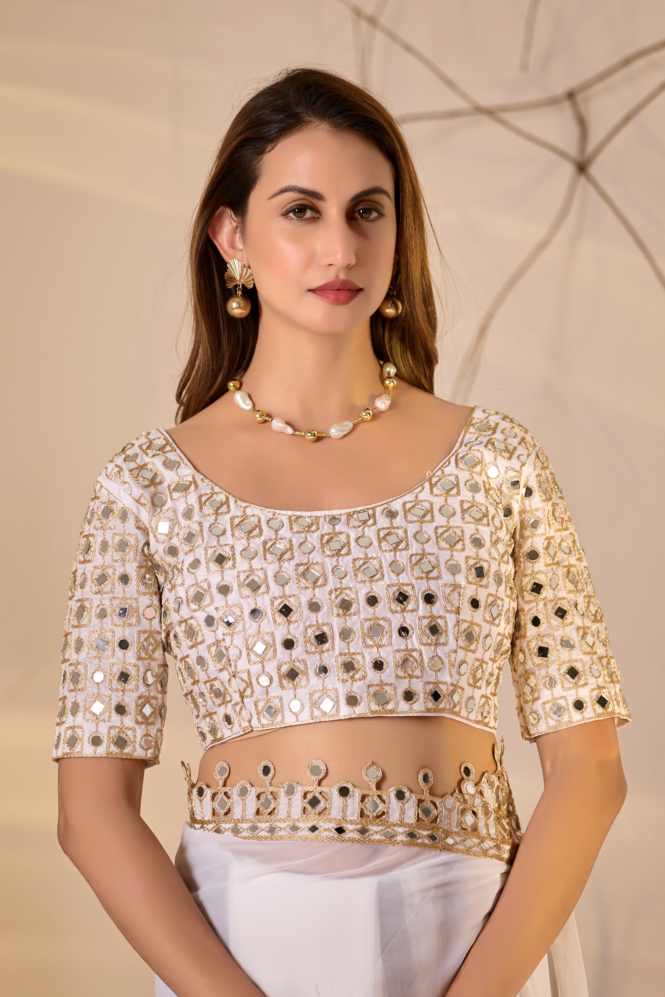 Designer  Georgette Saree with Mirror Embellished Border