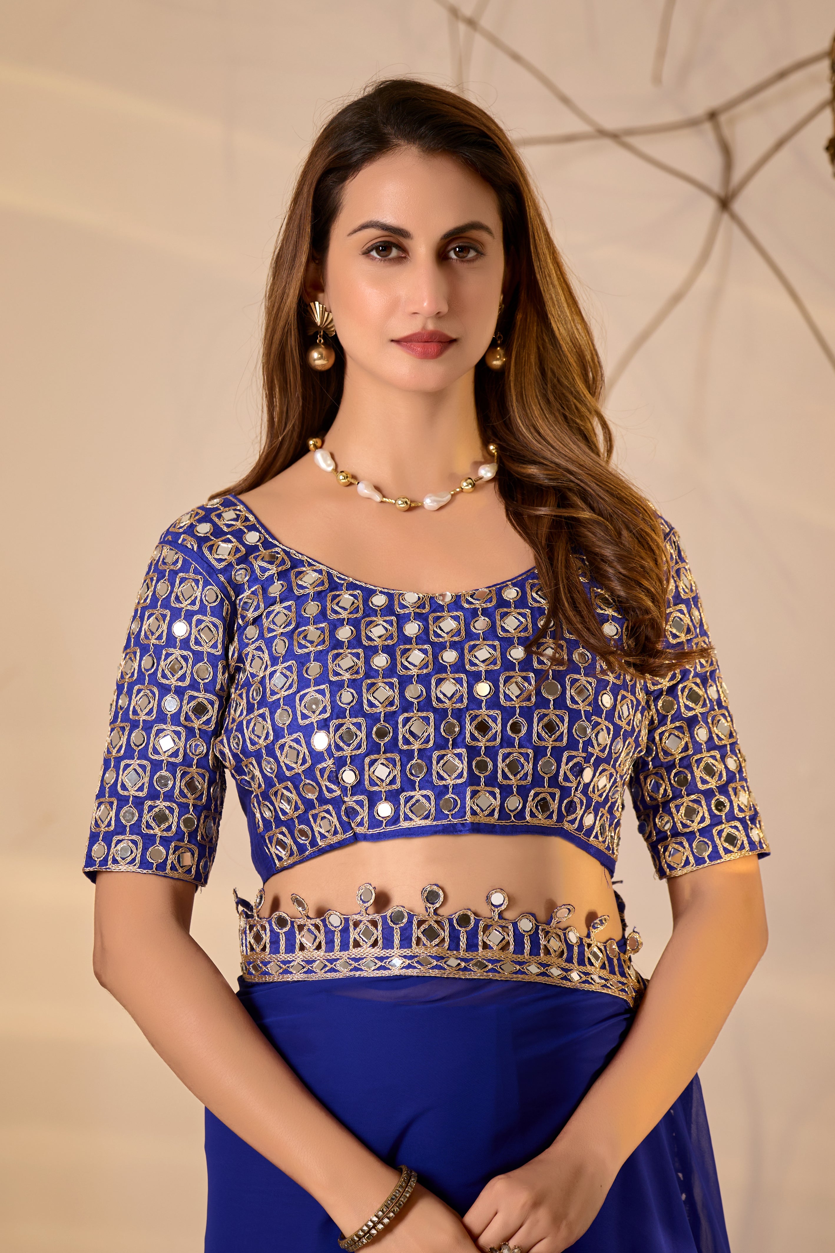 Designer  Georgette Saree with Mirror Embellished Border