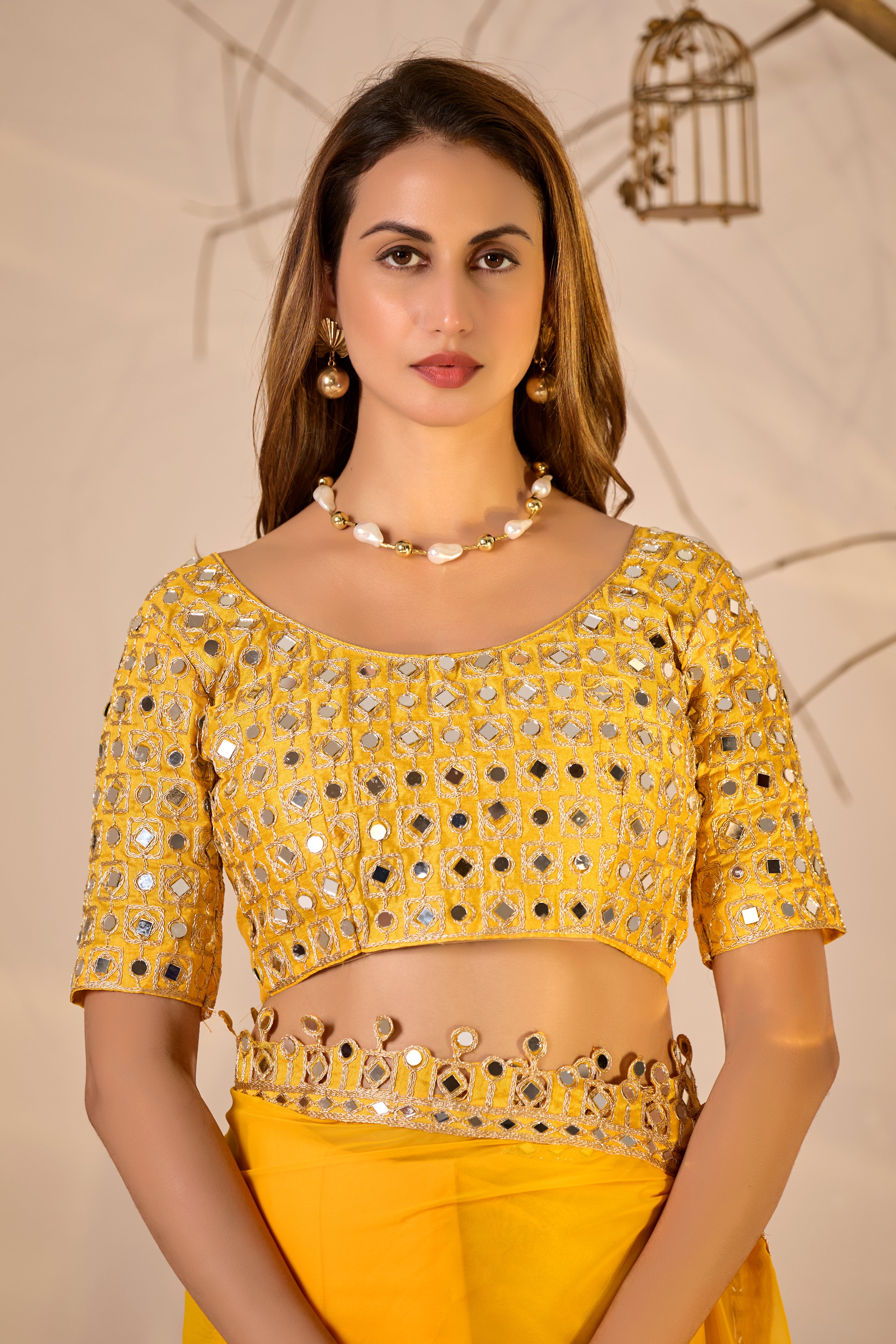 Designer  Georgette Saree with Mirror Embellished Border