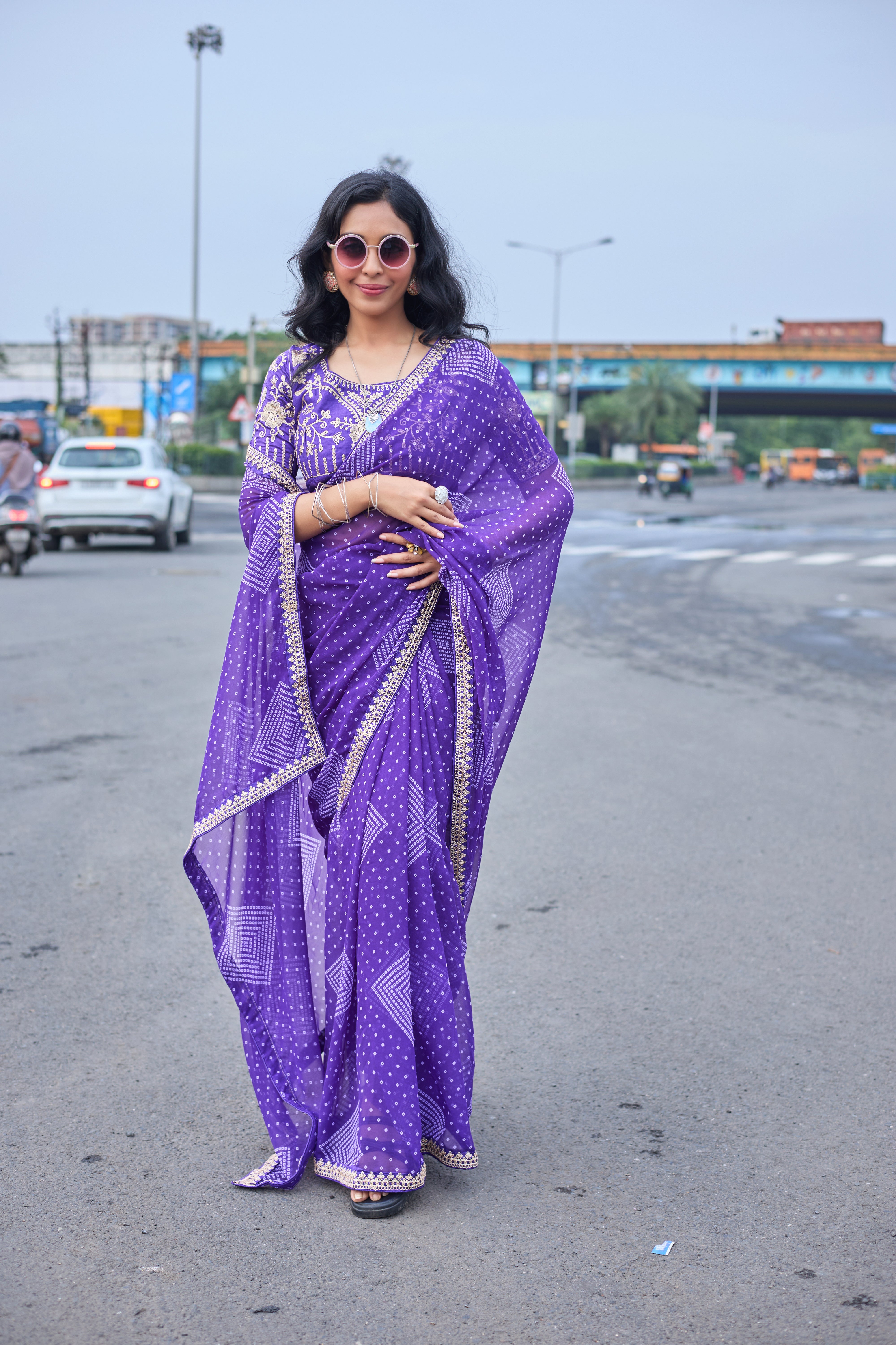 Royal Violet Saree