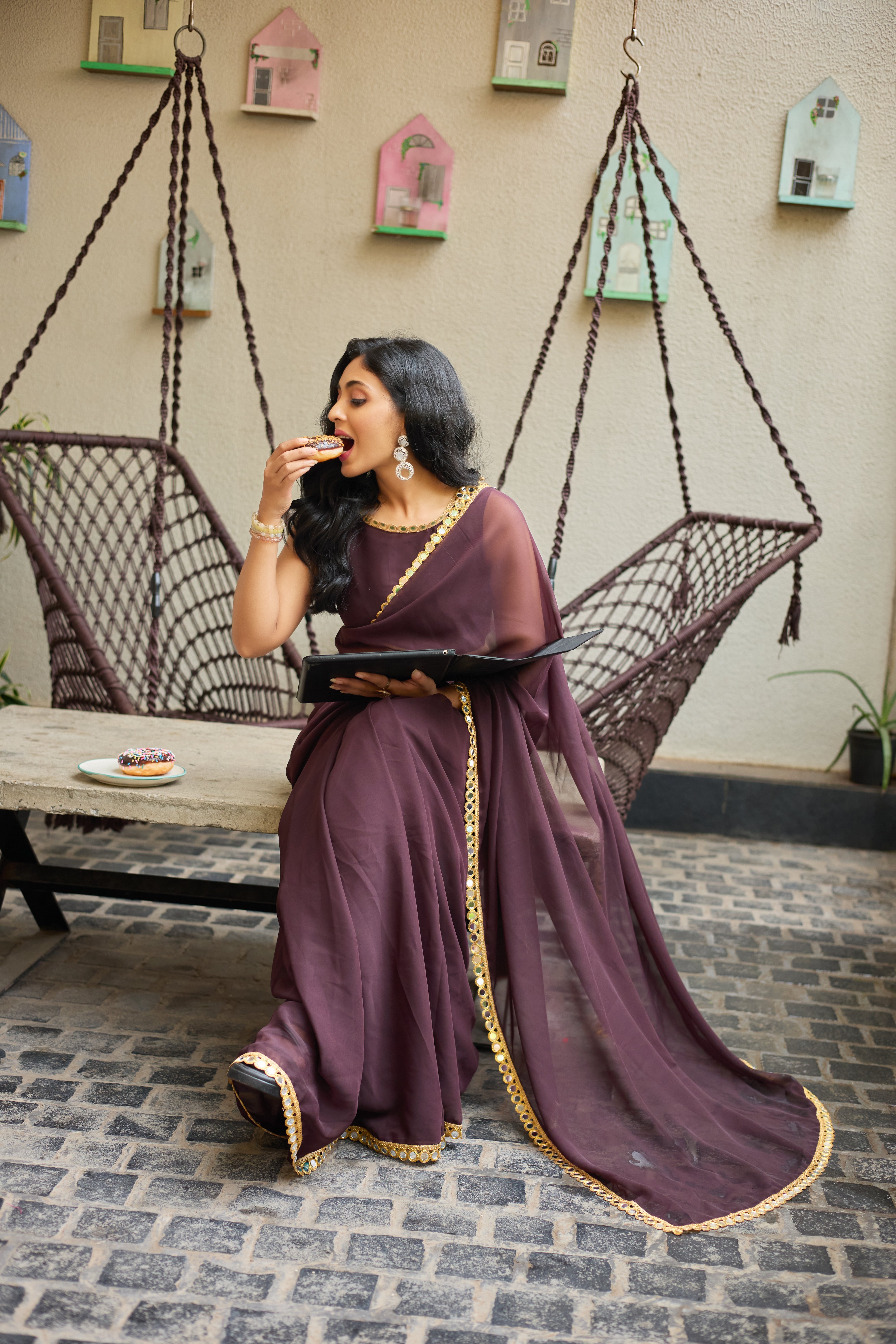 Designer Georgette Saree with Embellished Border