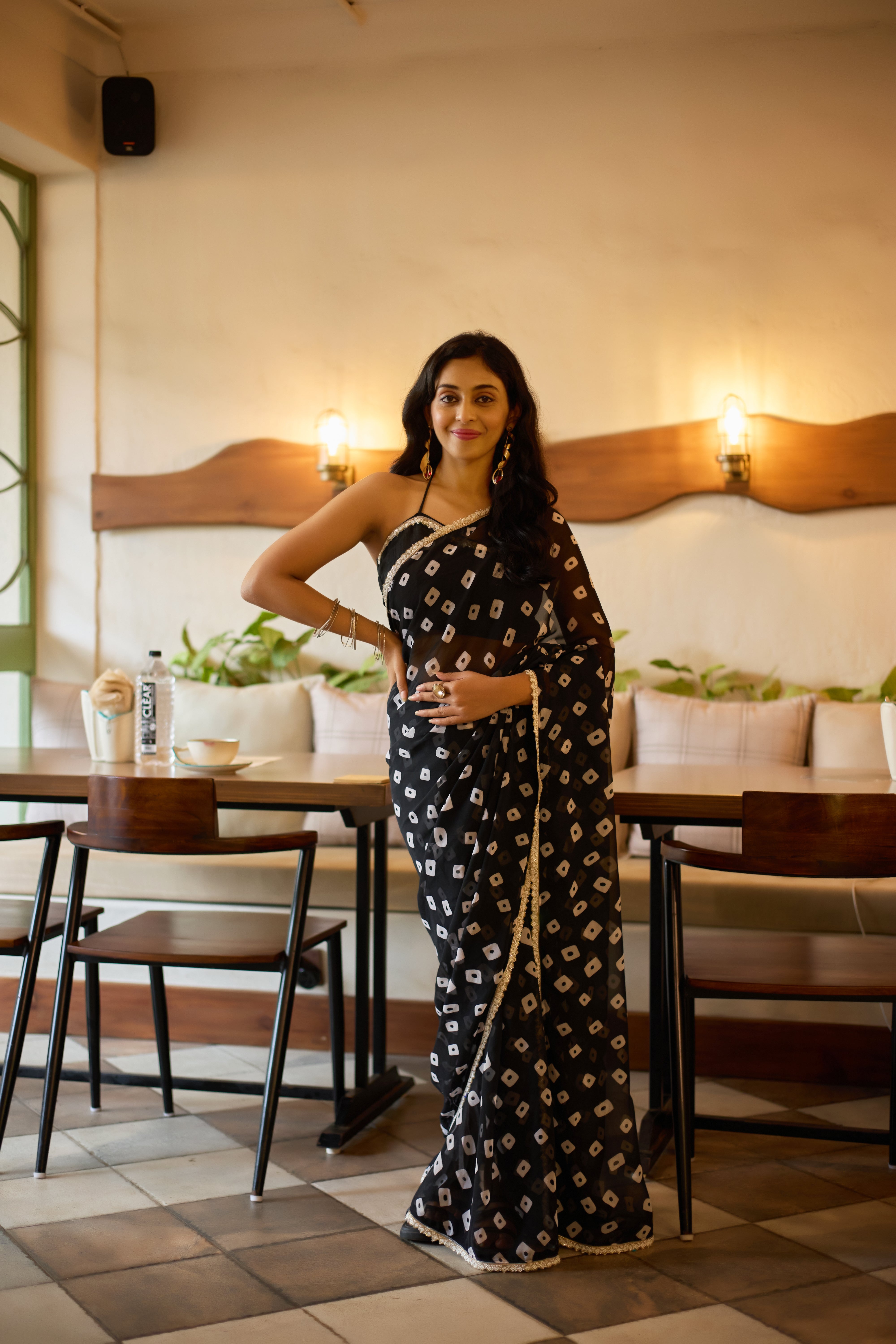 Designer Black Georgette Saree with Embellished Border