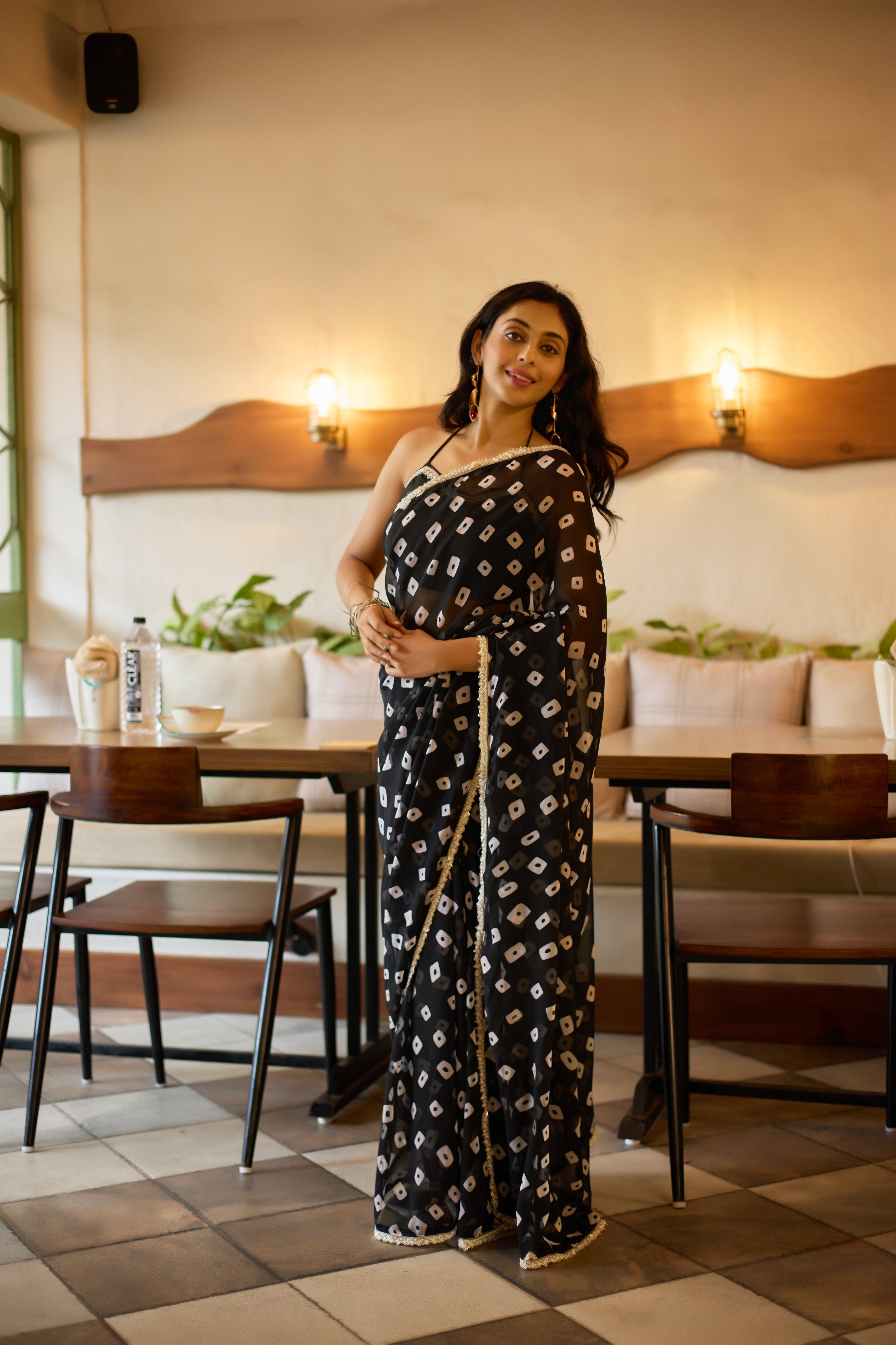 Designer Black Georgette Saree with Embellished Border
