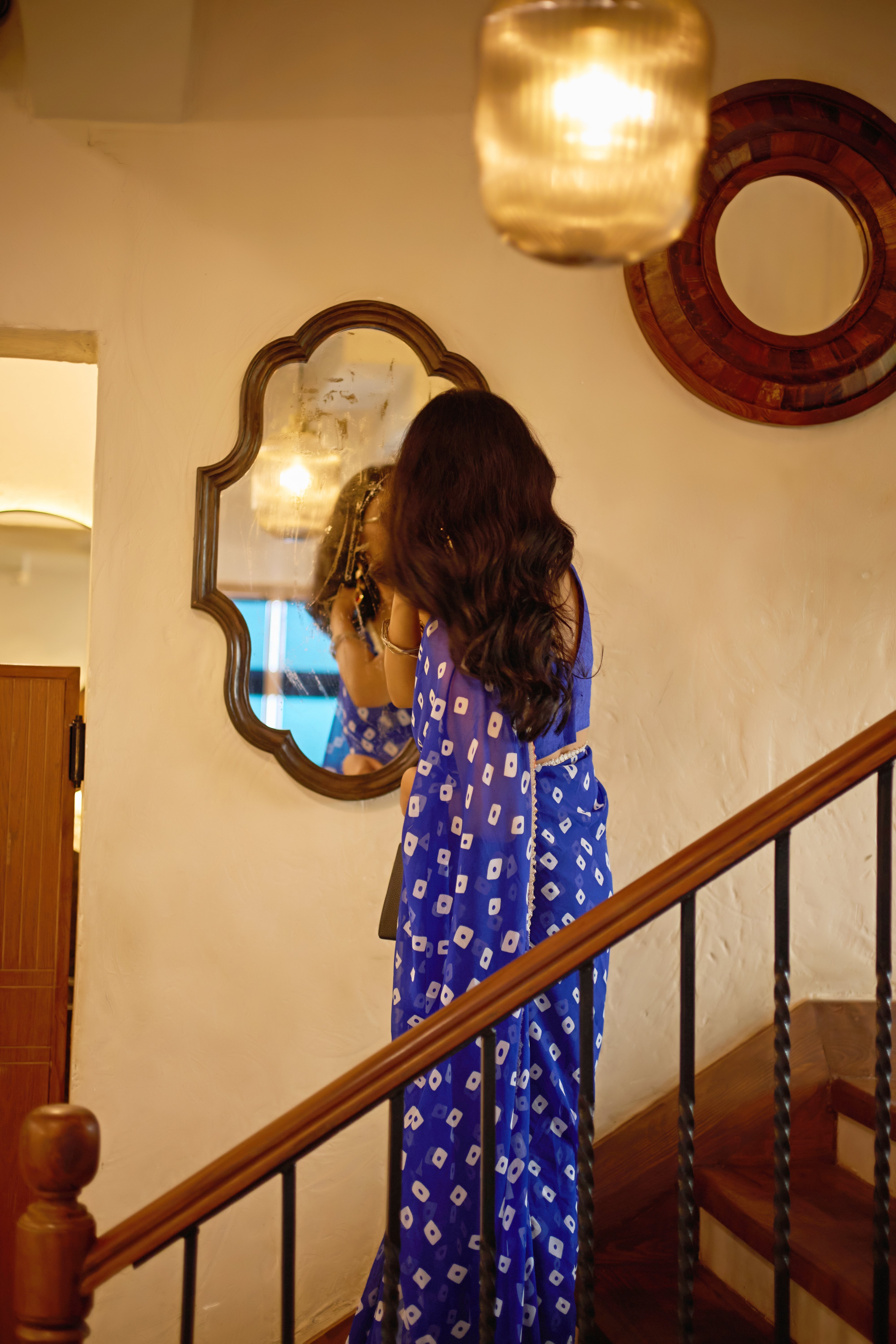Designer Blue Georgette Saree with Embellished Border