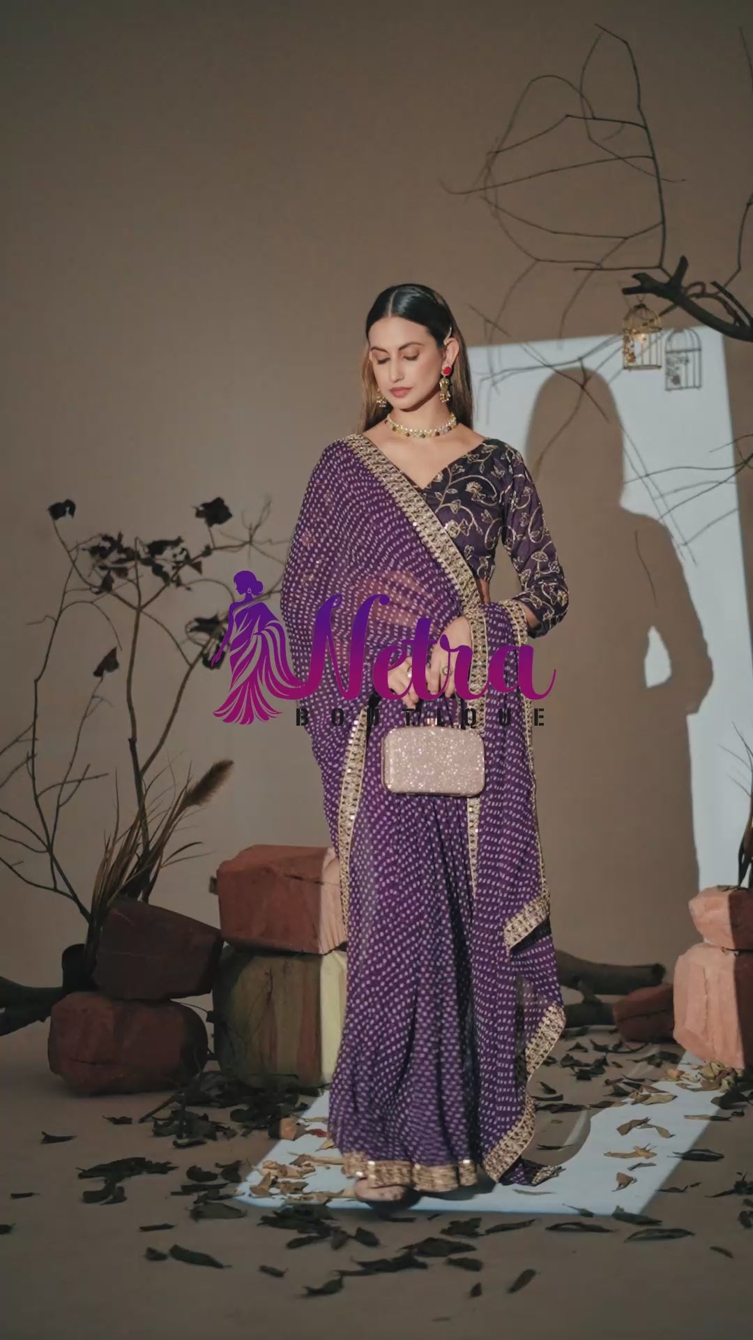Midnight Elegance Georgette Saree with Golden Embellished Border