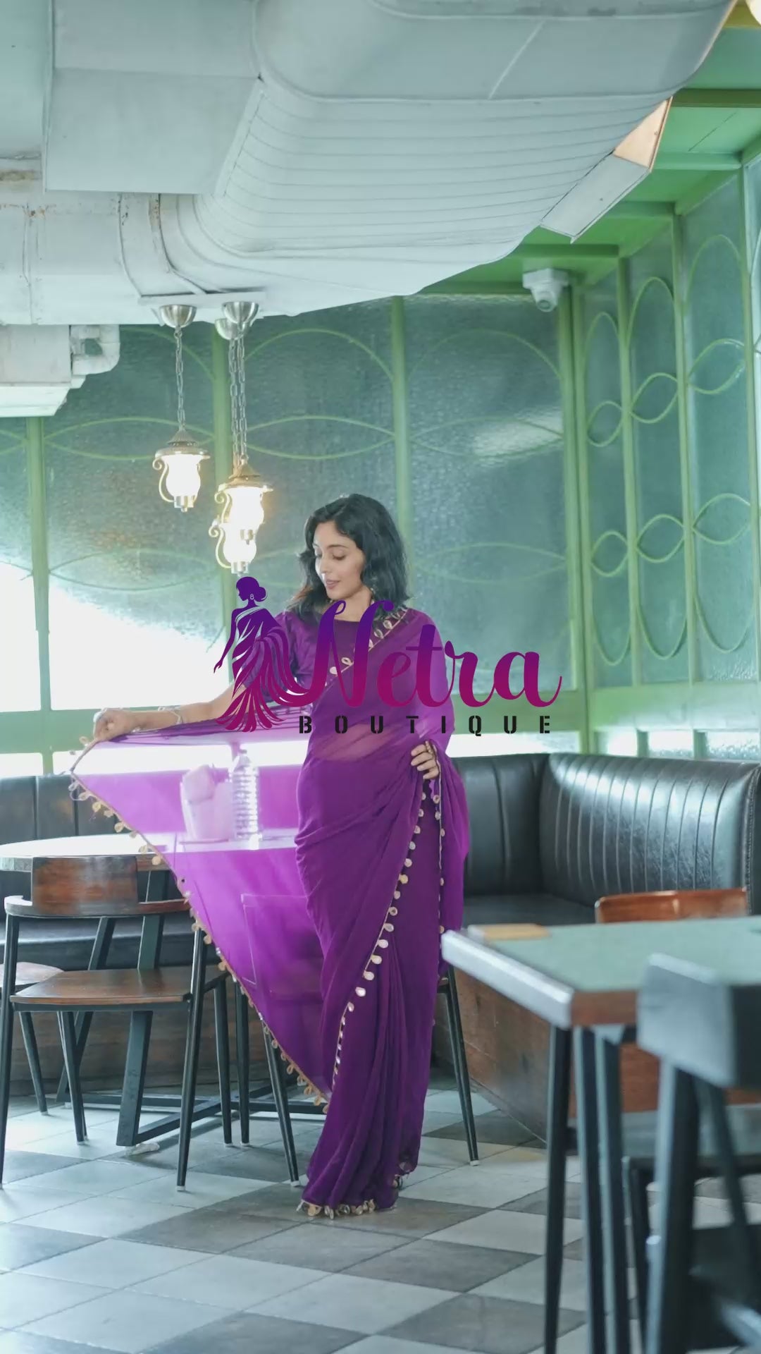Royal Purple Georgette Saree with Golden Embellished Border