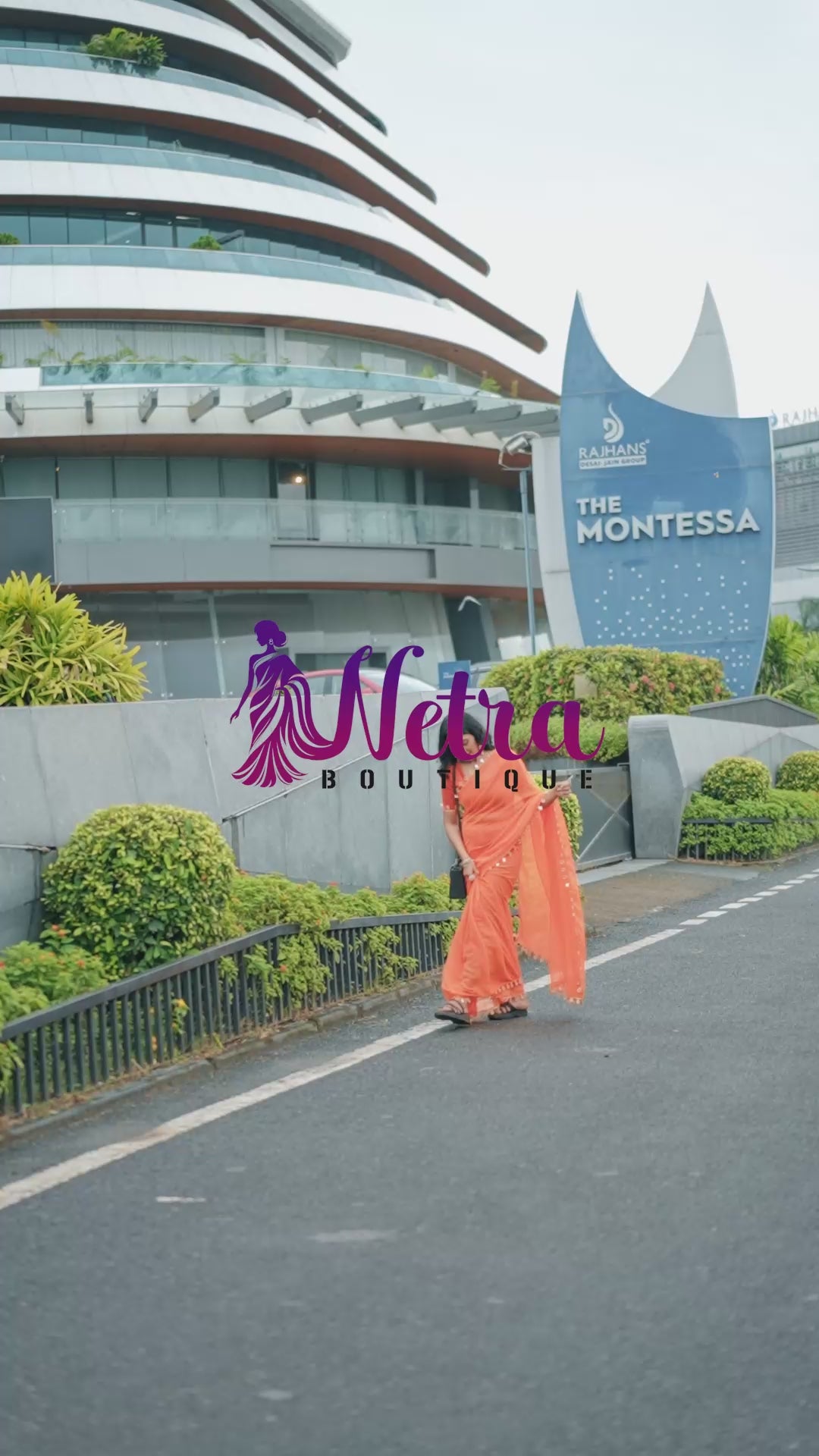 Sunset Glow Orange Saree with Shell Embellishments