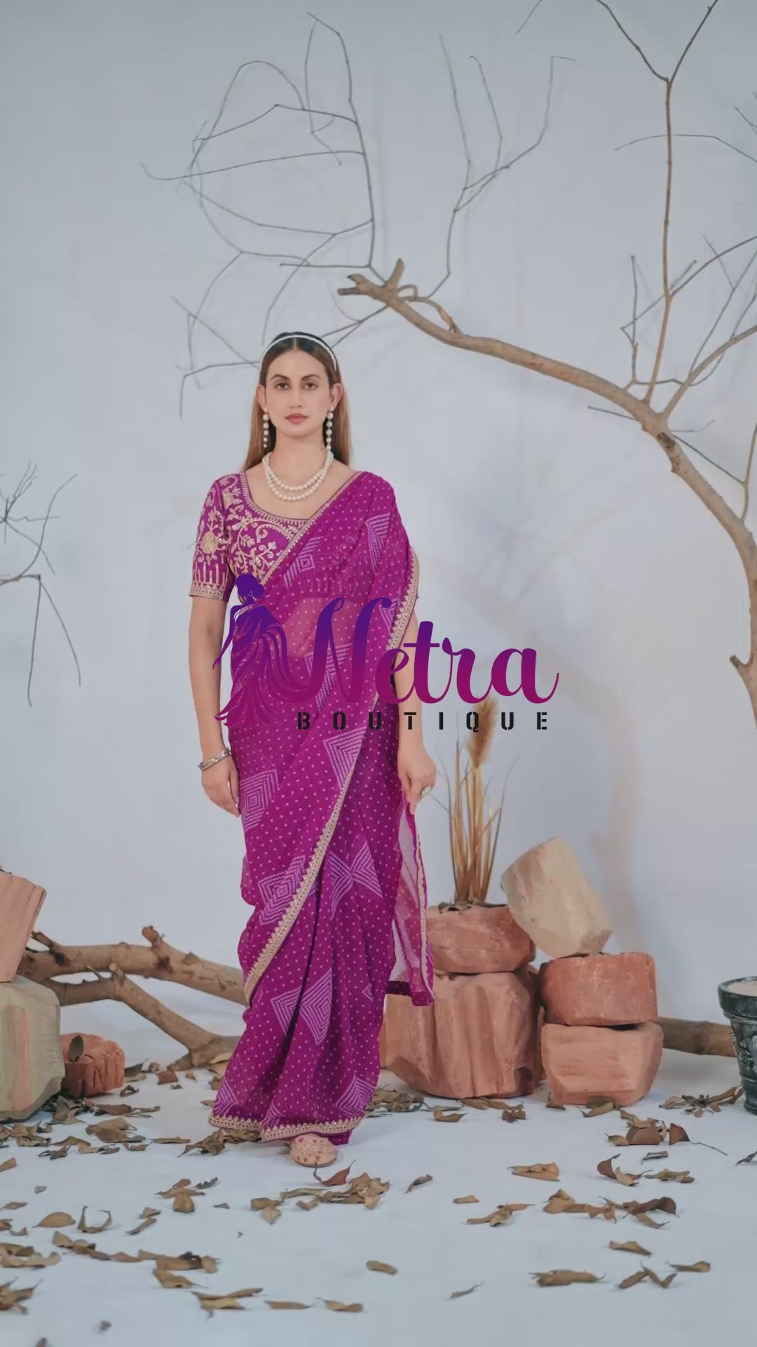 Bandhani Georgette Saree with Golden Embroidery