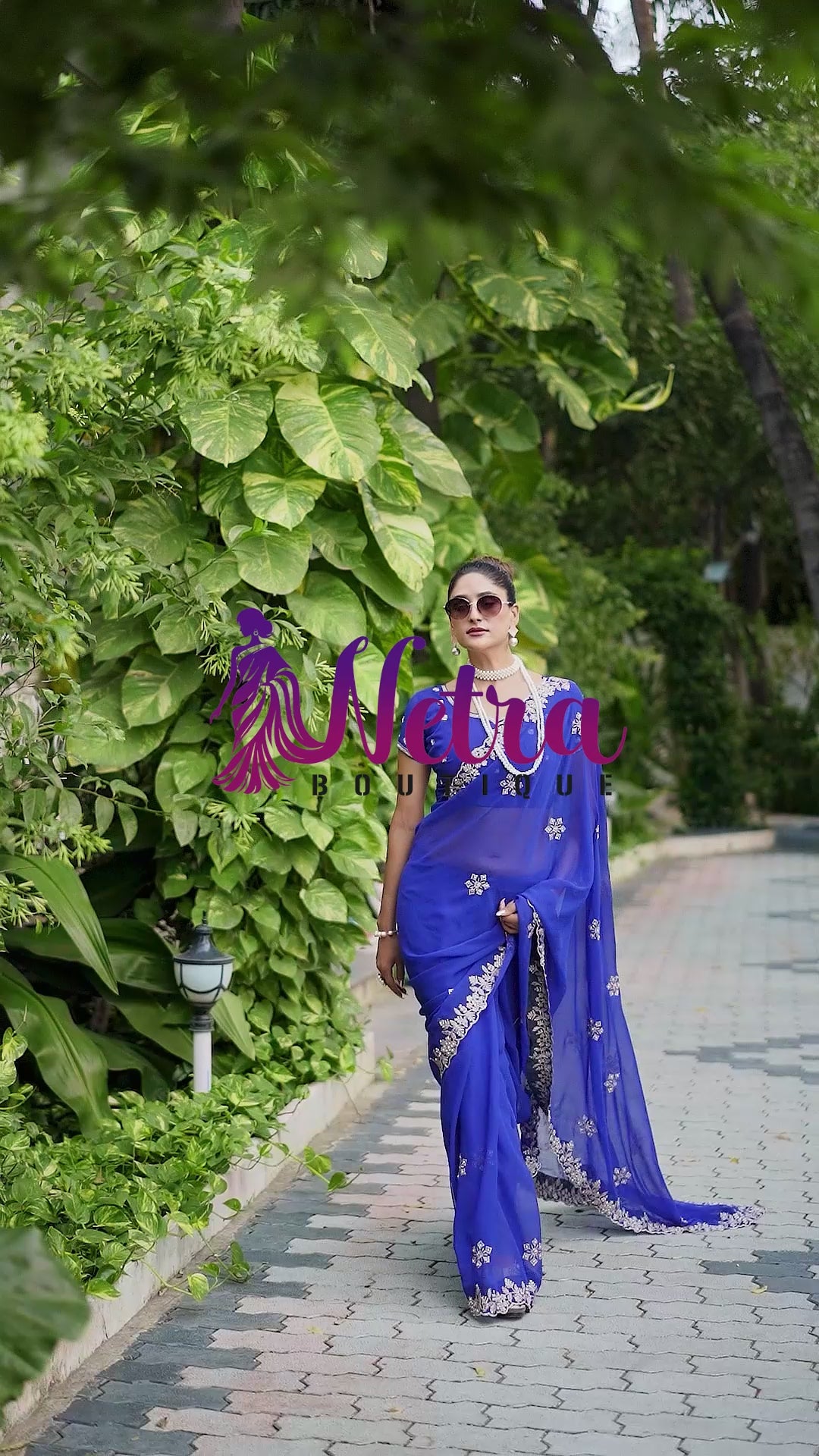 Crimson Blossom Georgette Saree with White Floral Embroidery