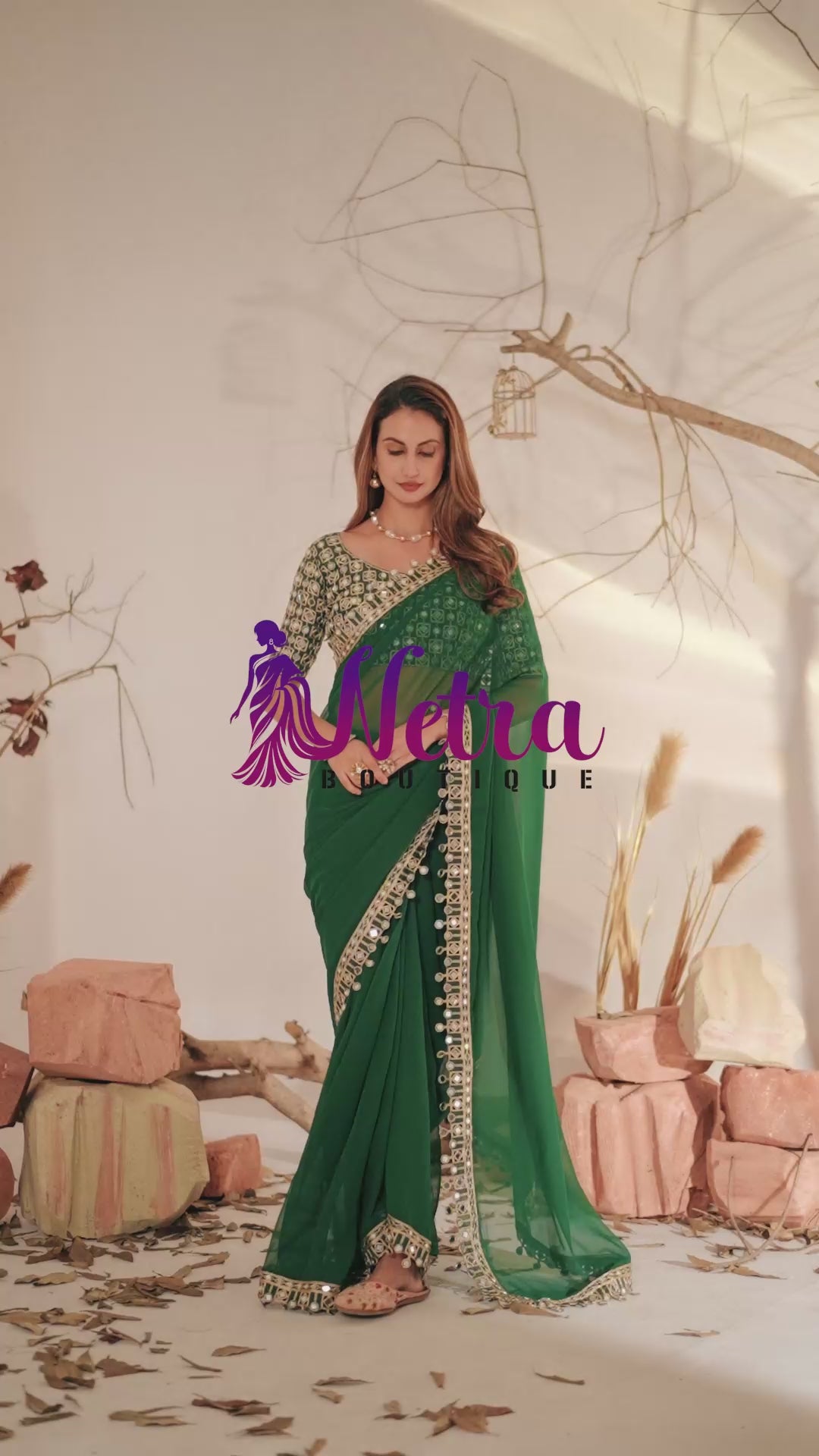 Designer  Georgette Saree with Mirror Embellished Border