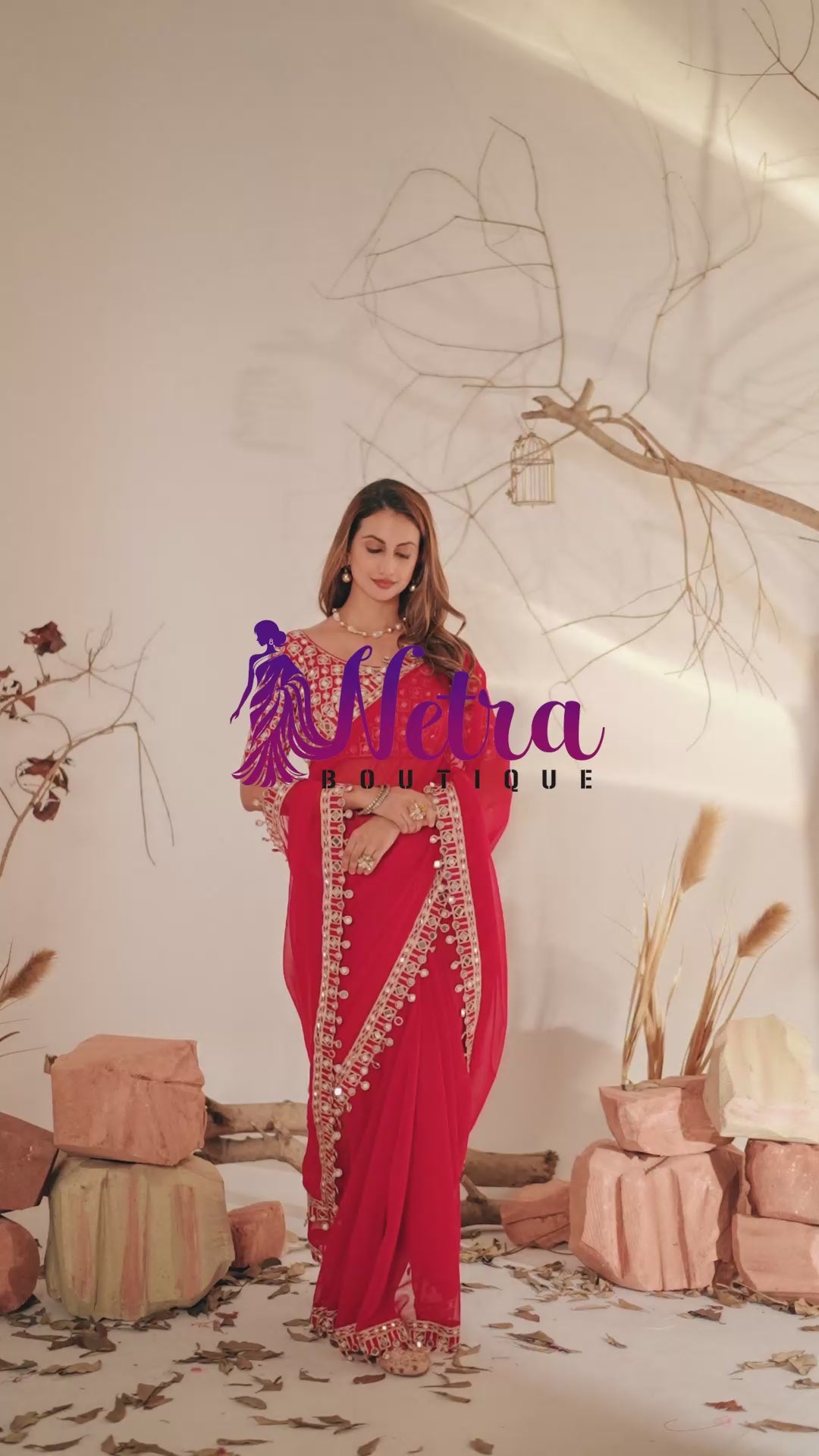 Designer  Georgette Saree with Mirror Embellished Border