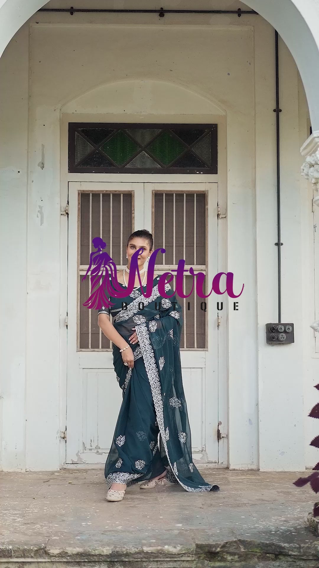 Royal Sapphire Blue Georgette Saree with Silver Embroidered Border
