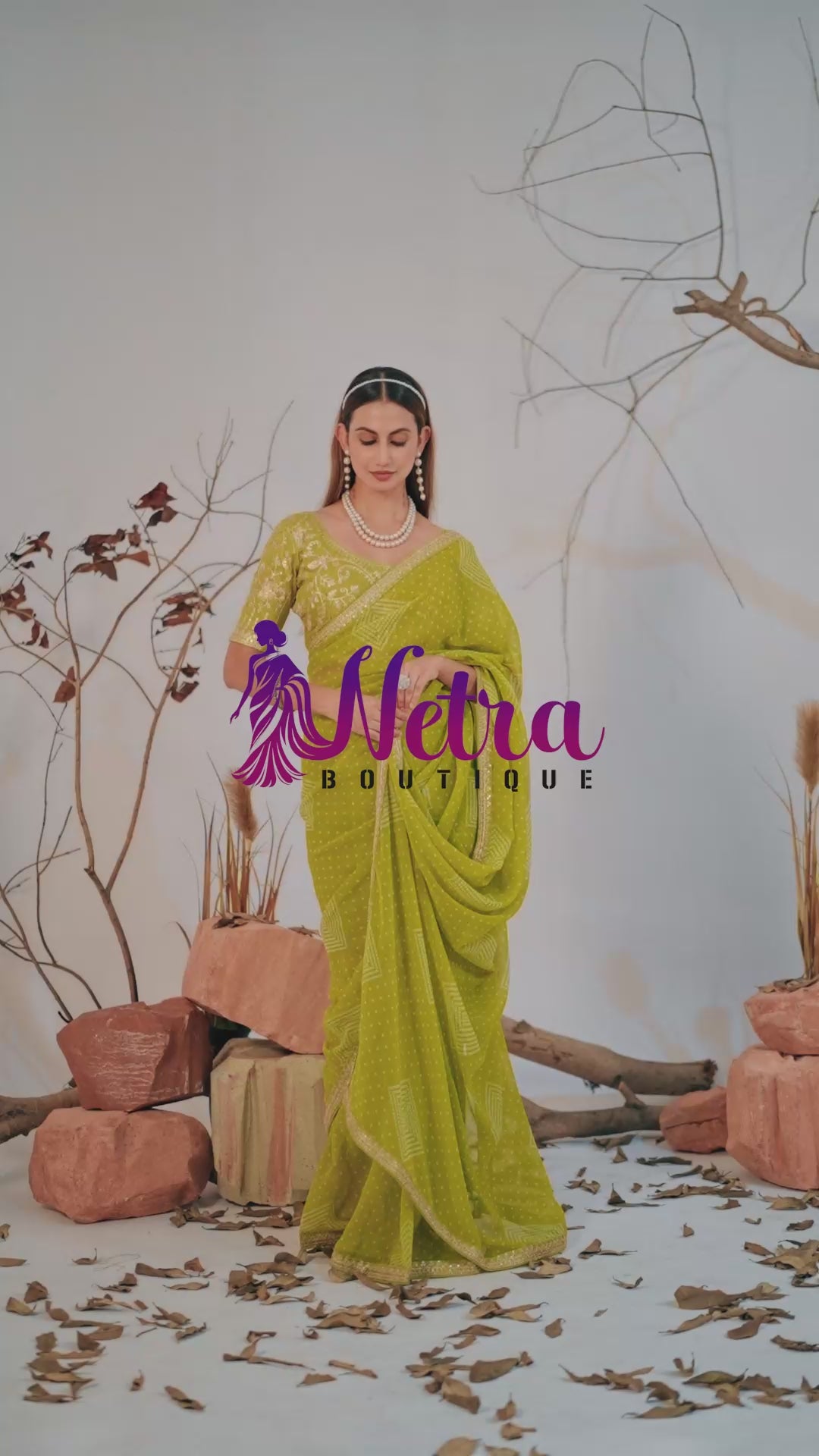 Bandhani Georgette Saree with Golden Embroidery