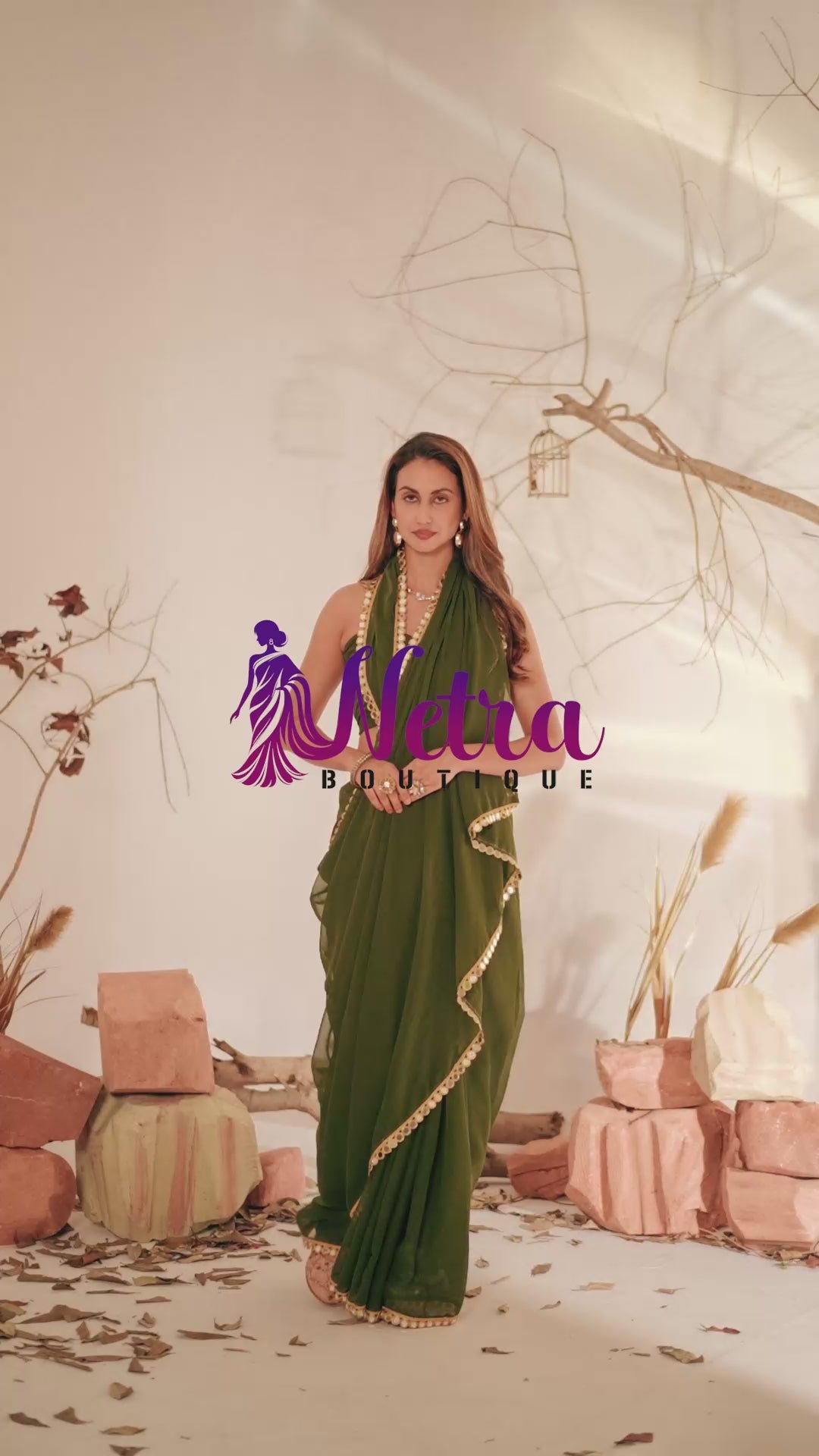 Georgette Saree with Mirror Work Border