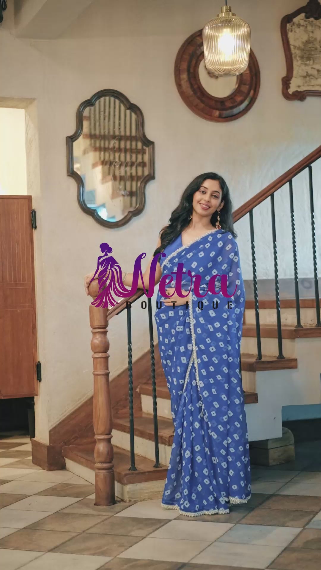Designer Blue Georgette Saree with Embellished Border