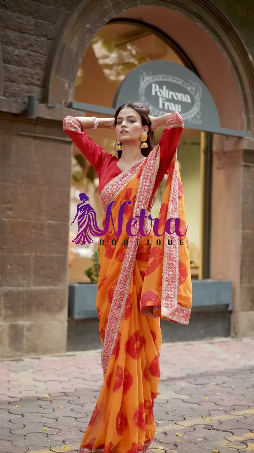 Vibrant Musted Batik Georgette Saree with Embroidered Border