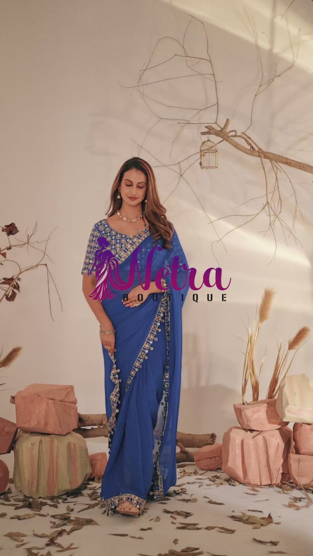 Designer  Georgette Saree with Mirror Embellished Border