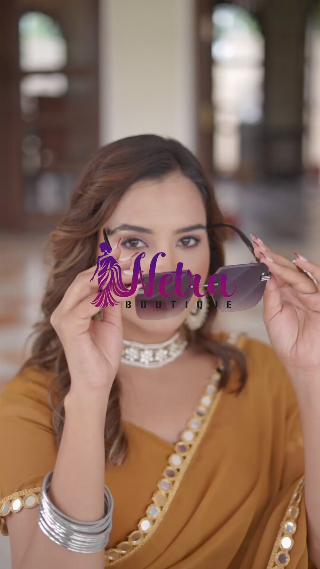 Elegant Musted Mirror Work Georgette Saree