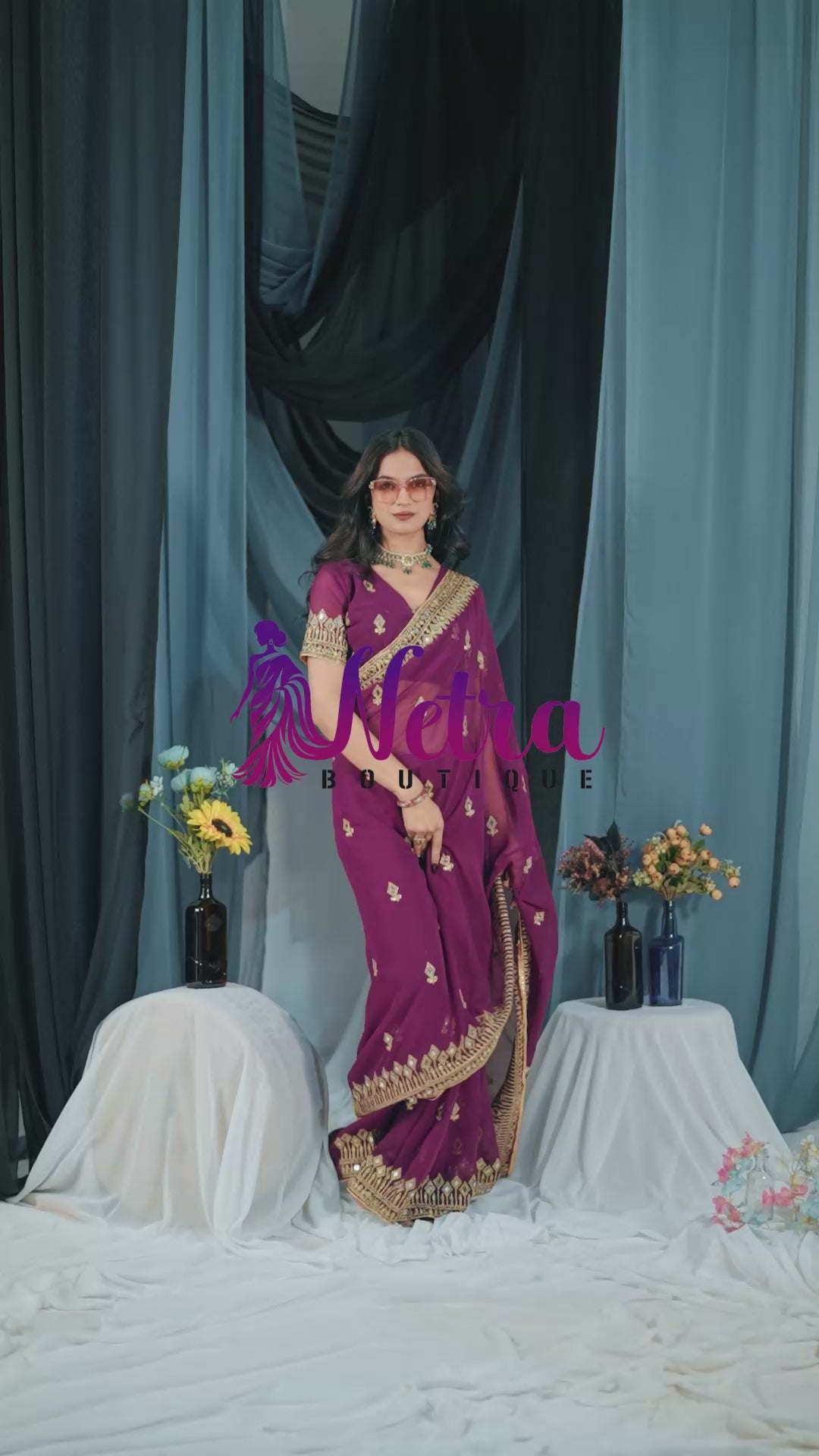 Elegant Bit Georgette Saree with Golden Embroidered Border