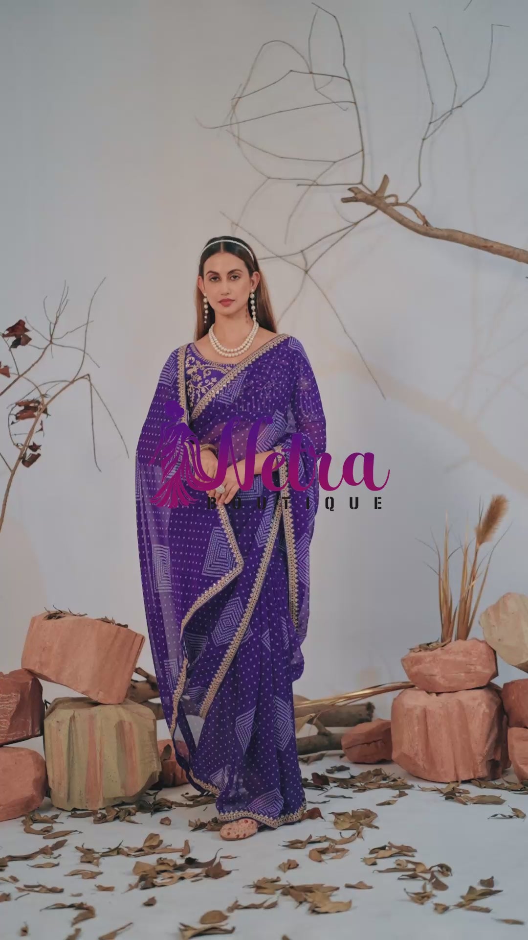 Bandhani Georgette Saree with Golden Embroidery